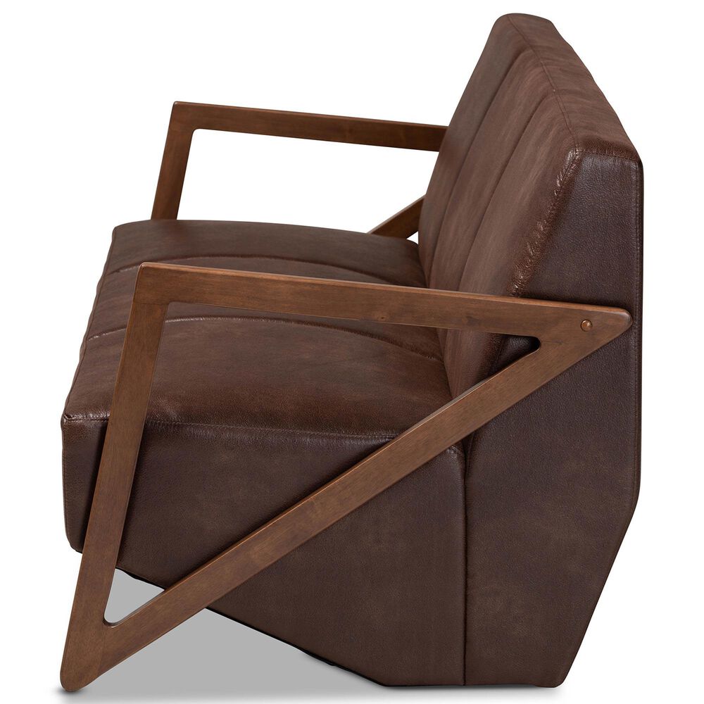 Baxton Studio Christa Stationary Sofa in Dark Brown, , large