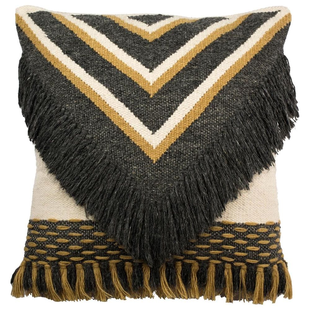 Safavieh Elettra 20" Pillow in Charcoal/Gold, , large