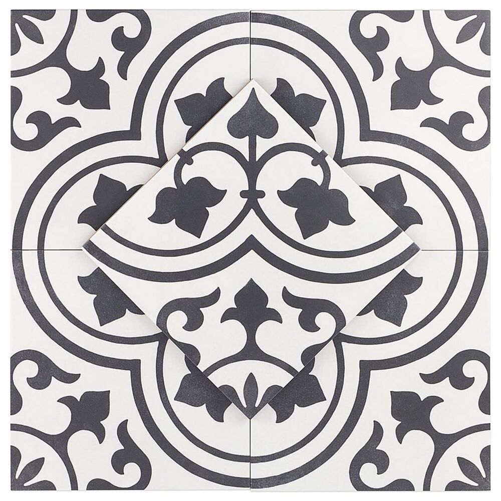 Soho Studio Havana White Ornate 9&quot; x 9&quot; Porcelain Tile, , large