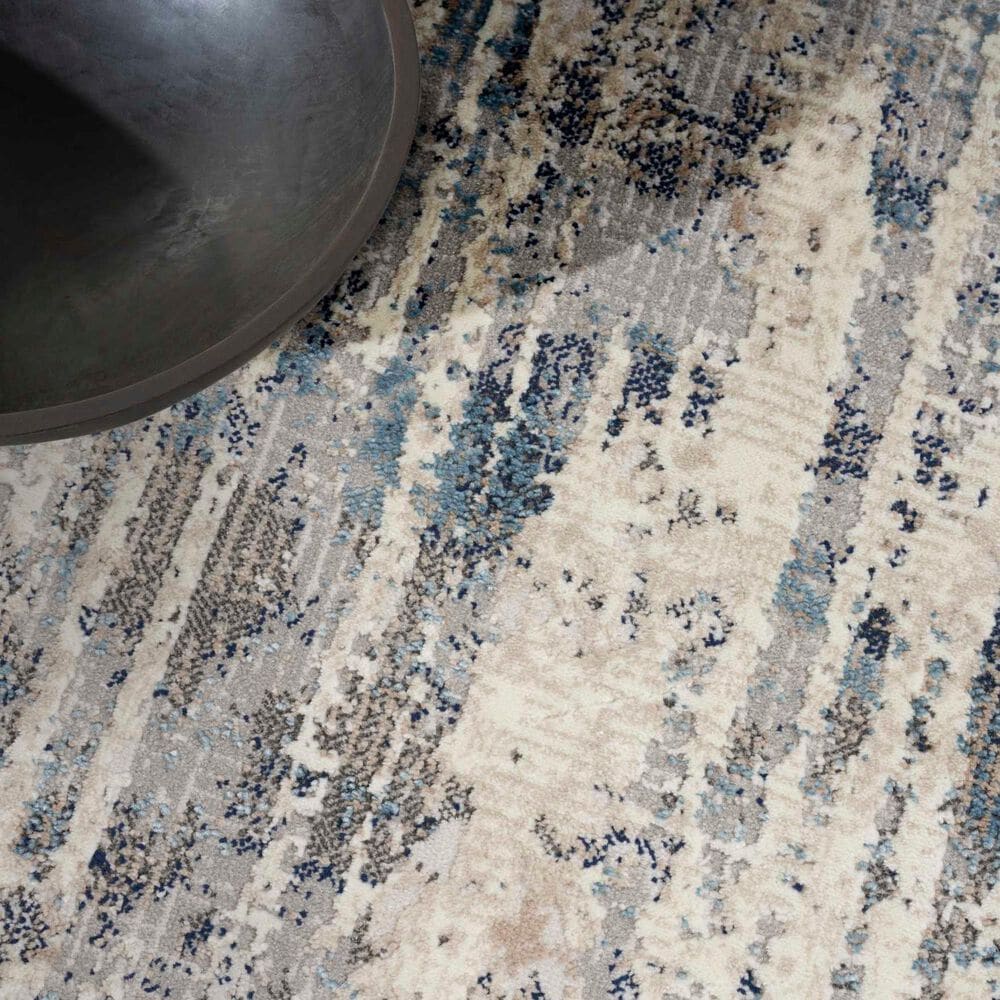 Nourison Infinity IFN04 4&#39; x 6&#39; Ivory, Grey and Blue Area Rug, , large