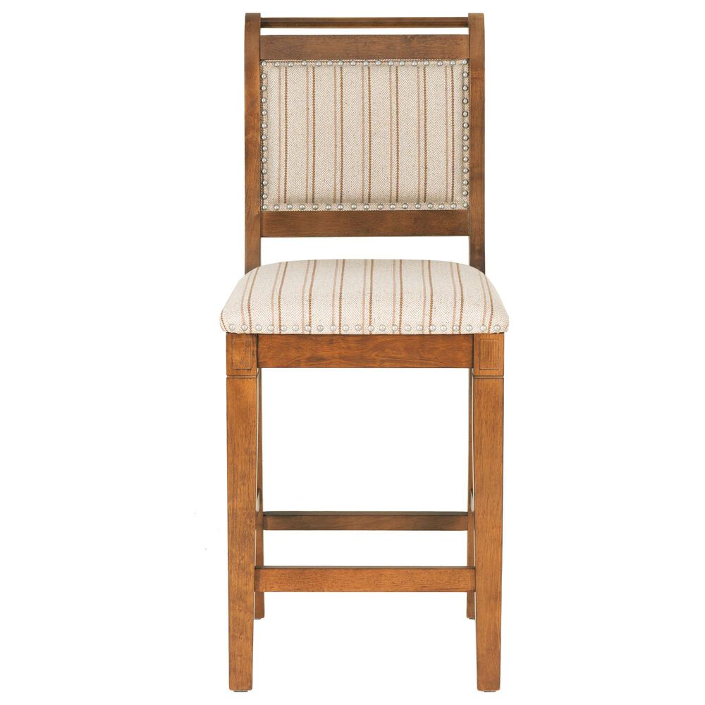 Linon Home Decor Emmy 26" Counter Stool with Tan Cushion in Cherry, , large