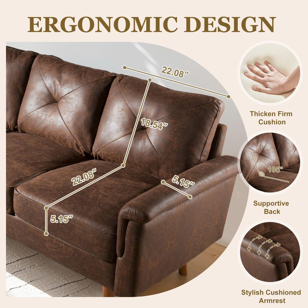 HOMLUX 72" Stationary Sofa in Dark Brown, , large