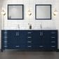 Lexora Home Jacques 84" Double Bathroom Vanity in Navy Blue with 2 cm White Carrara Marble Top and Rectangular Sinks, , large