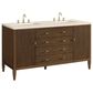 James Martin Vanities Myrrin 60" Double Vanity in Mid-Century Walnut with 3 cm Eternal Marfil Quartz Top, , large
