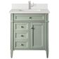 James Martin Vanities Brittany 30" Single Bathroom Vanity in Sage Green with Single Hole 3 cm White Zeus Quartz Top and Rectangular Sink, , large
