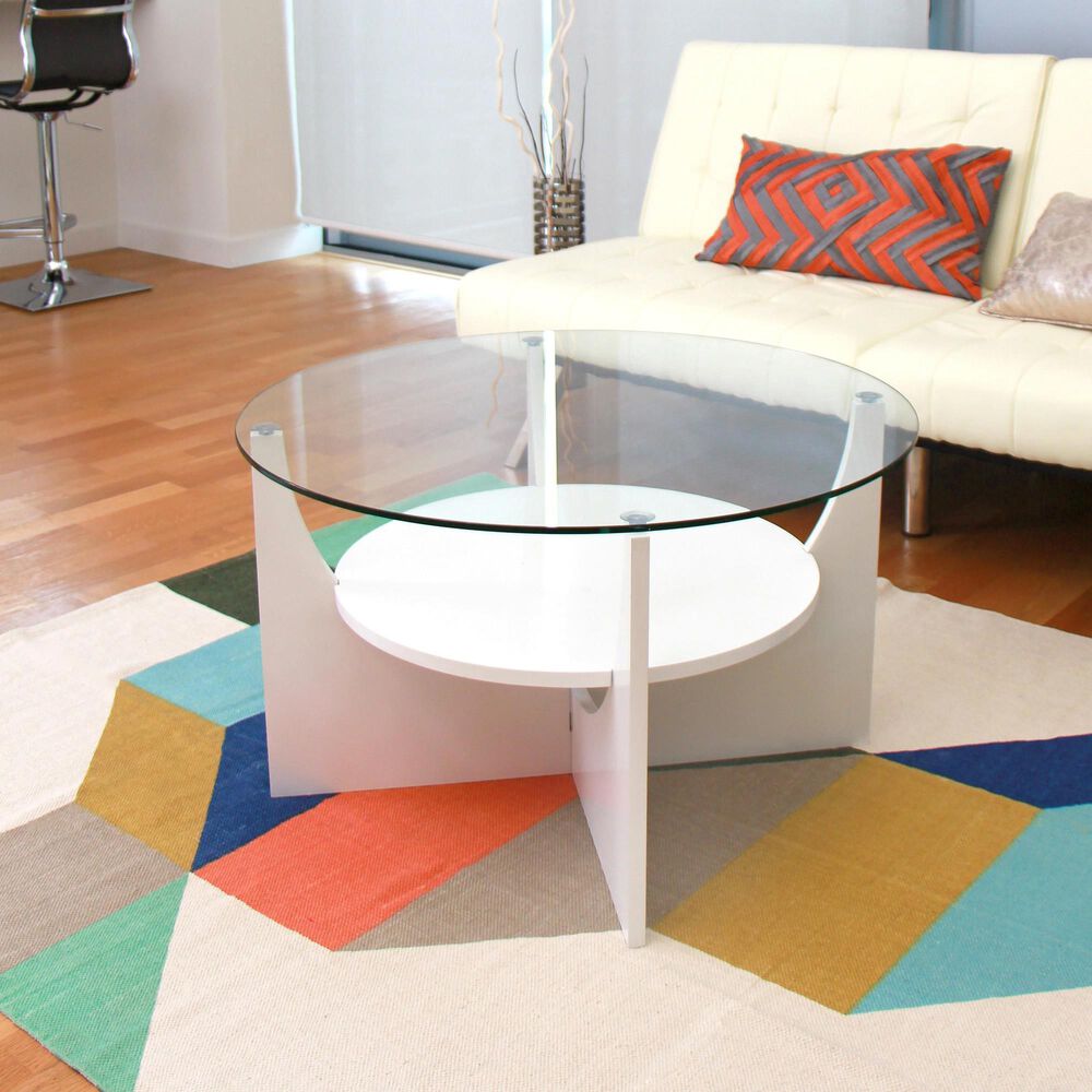 Lumisource U-Shaped Coffee Table in White and Clear, , large