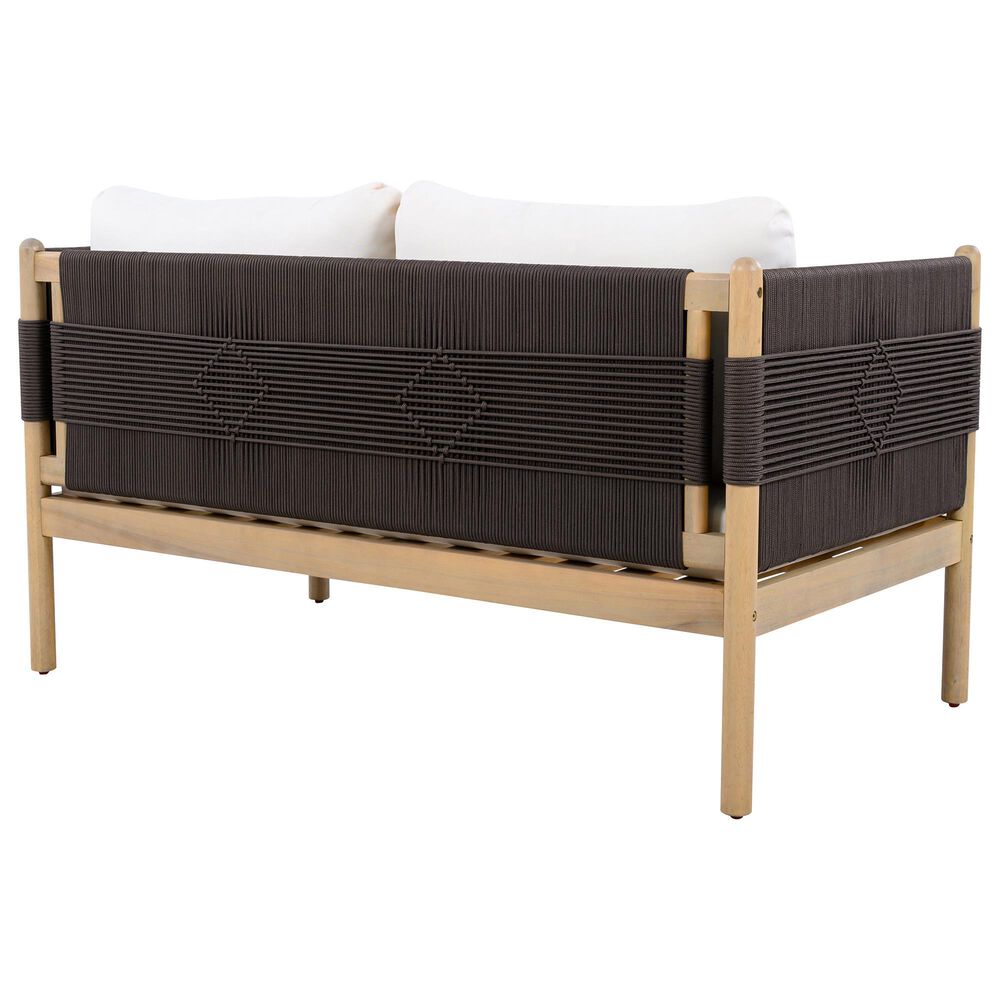 HOMLUX Outdoor Stationary Loveseat with Black Rope in Cream, , large