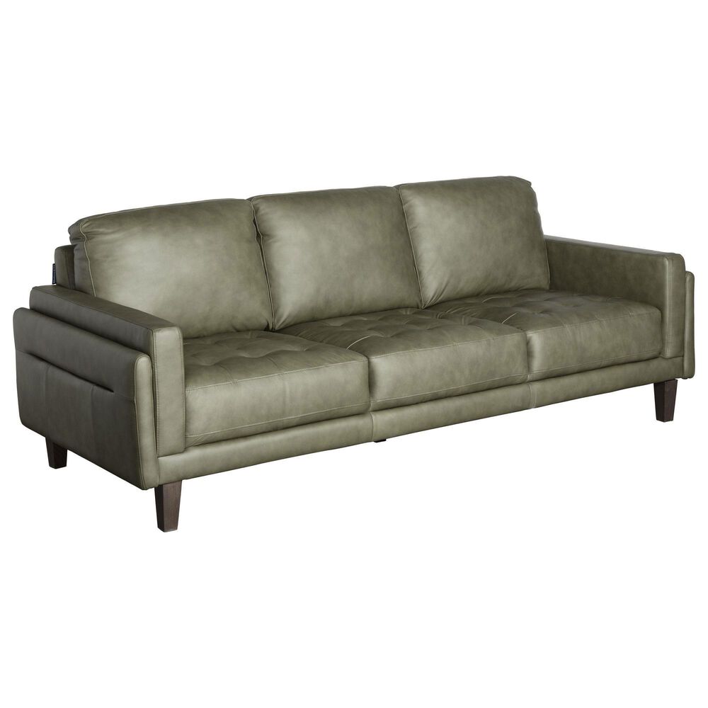 Chateau d'Ax 4-Piece Stationary Leather Living Room Set in Olive Green, , large