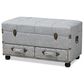 Baxton Studio Flynn 2-Drawer Storage Trunk Ottoman in Grey, , large