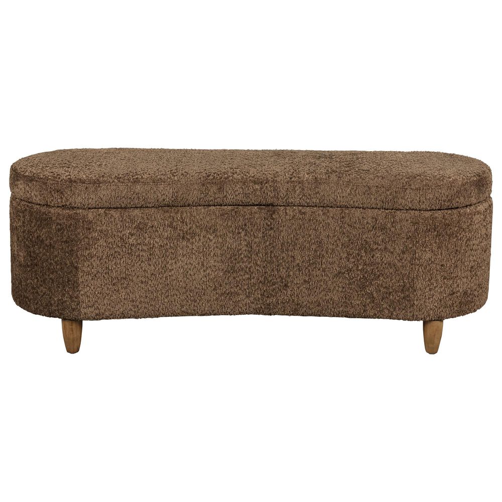 Hampton Park Bailey Boucle Flip Top Storage Bench in Chocolate, , large