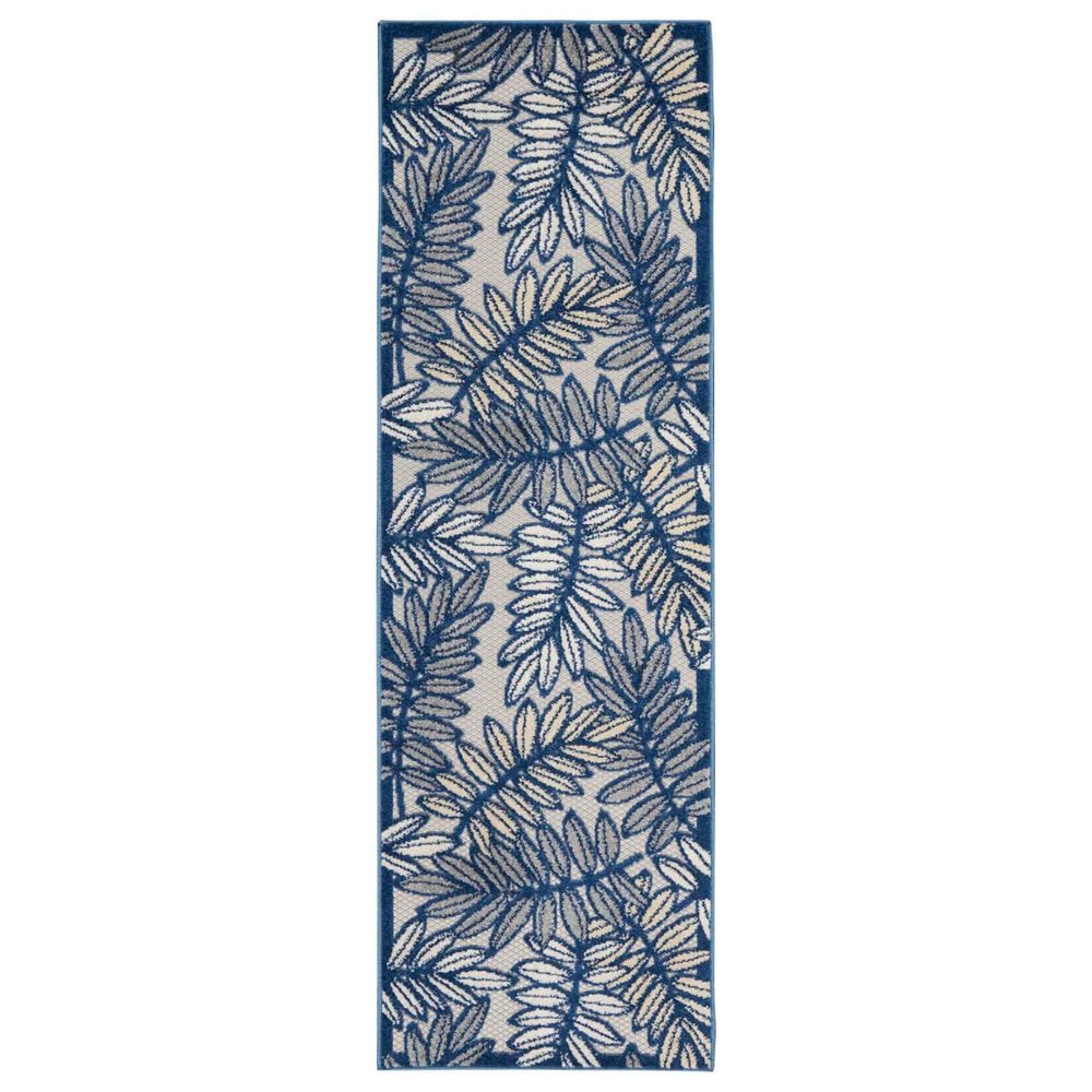 Nourison Aloha ALH18 2"3" x 8" Ivory and Navy Indoor/Outdoor Runner, , large