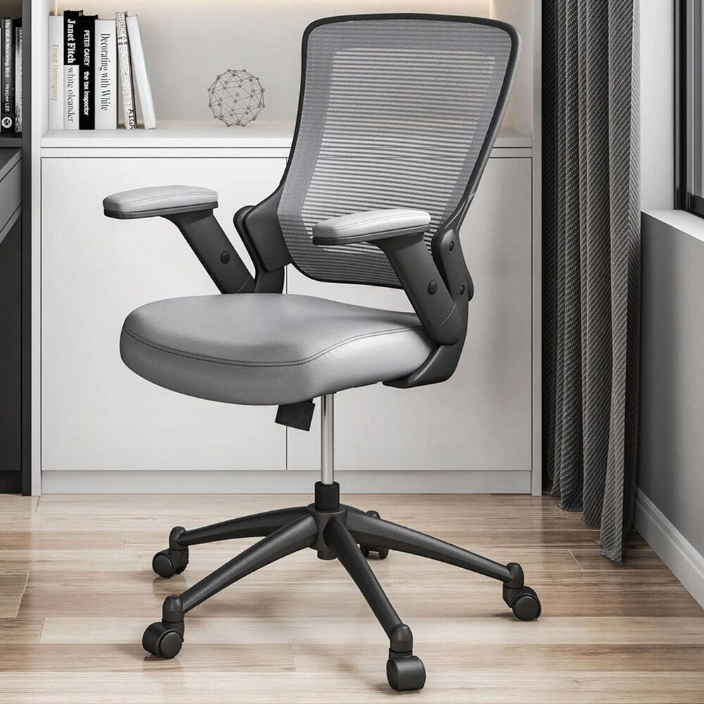 Rta Products Llc Mid-Back Mesh Task Office Chair with Height Adjustable Arms in Grey, , large
