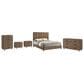 Crown Mark Nyomi Queen Panel Bed with Dresser, Chest and Two Nightstands in Light Brown, , large