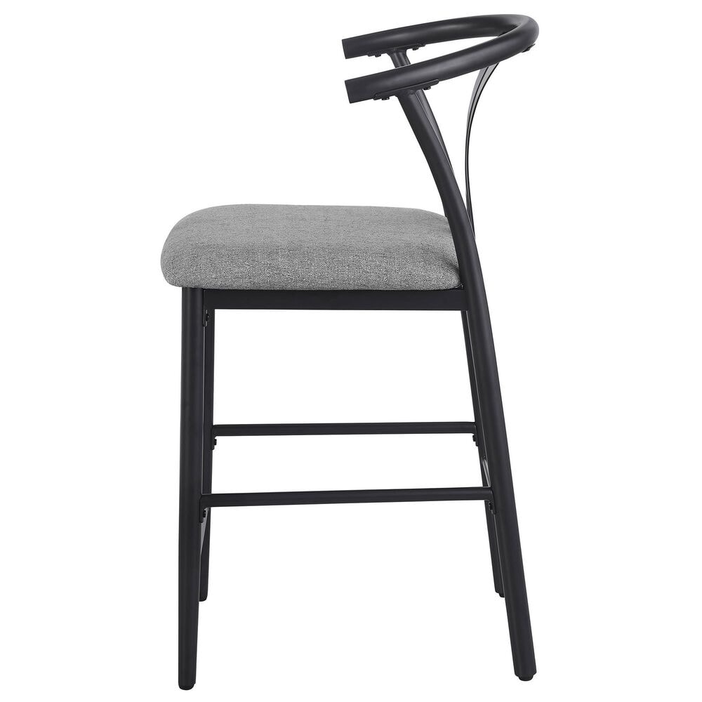 Coaster Dolman Counter Stool in Black Finish and Gray Upholstery, , large