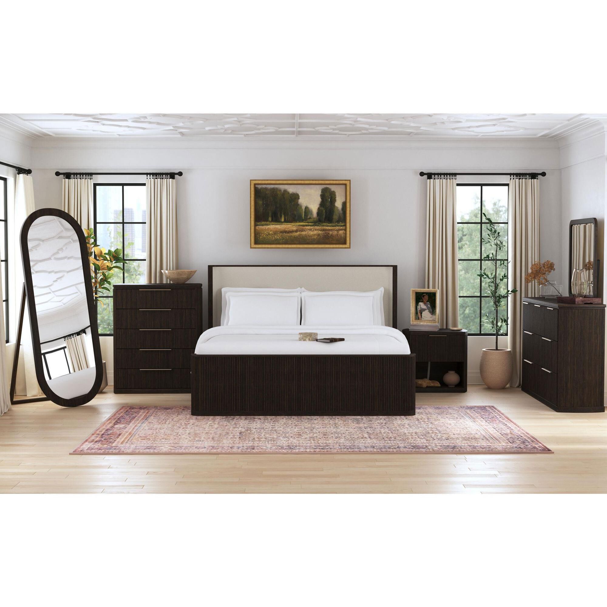 Mayberry Hill Sylvie 3 Piece King Panel Bedroom Set in Dark Brown