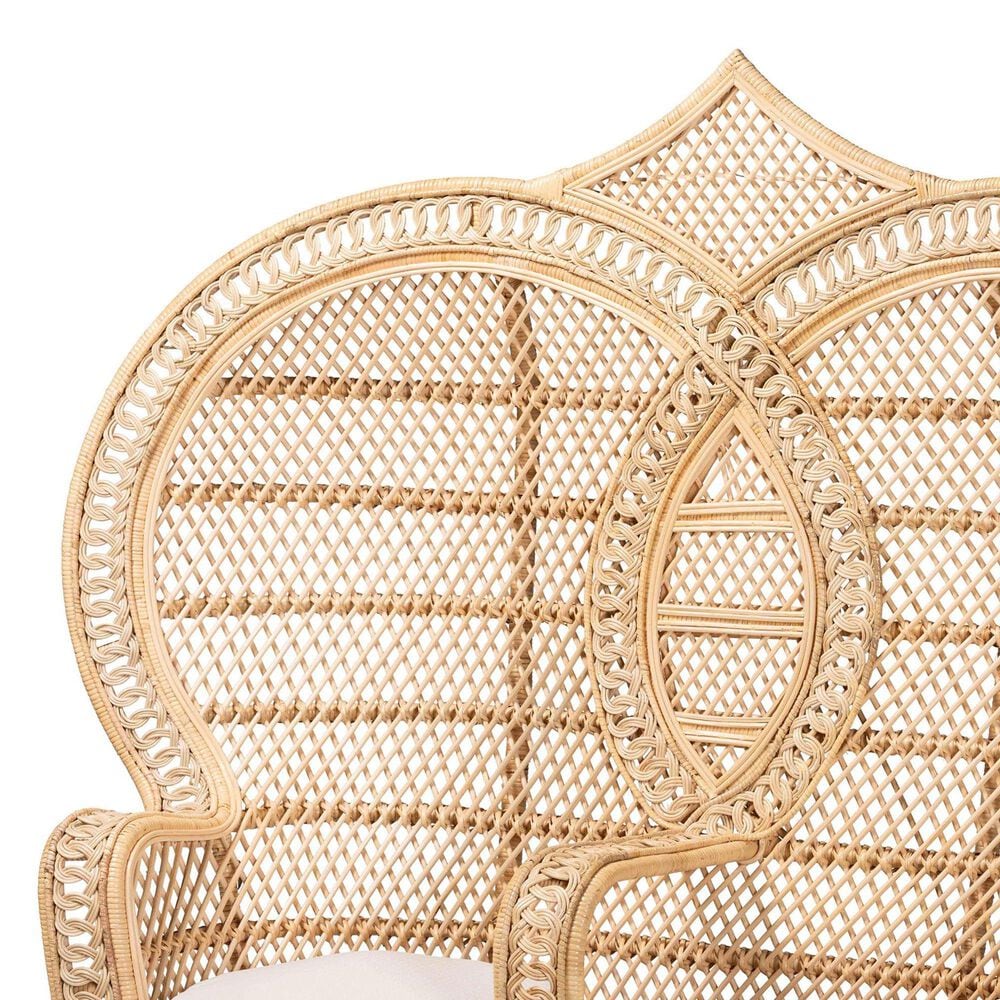 Baxton Studio Nerita Two-Seater Peacock Chair in White, , large