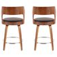Lumisource Cecina Swivel Counter Stool with Brown Cushion in Walnut and Chrome (Set of 2), , large