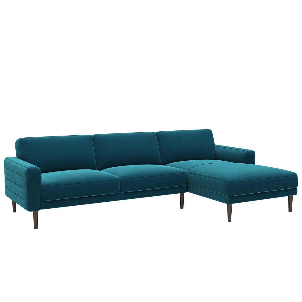 Interlochen 2-Piece Right Facing Sofa Chaise in Teal Velvet, , large