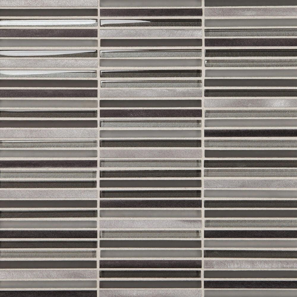 Dal-Tile Lucent Skies Twilight Gleam 3/8" x 4" on 12" x 12" Glass and Aluminum Mosaic Sheet, , large