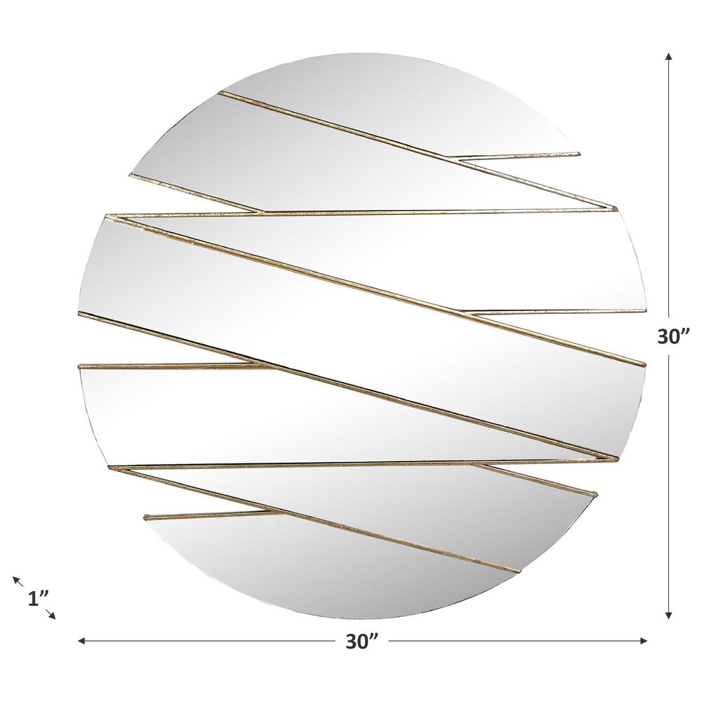 Flair Industries Round Wall Mirror in Ribboned Gold, , large