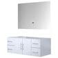 Lexora Home Geneva 48" Single Bathroom Vanity Cabinet Only in Glossy White and 48" LED Mirror, , large