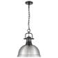 Golden Lighting Duncan 1-Light Pendant with Chain and Pewter Shade in Matte Black, , large
