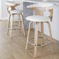 LumiSource Gardenia Swivel Fixed-Height Counter Stool with Cream Fabric Upholstery in Chrome and Whitewashed (Set of 2), , large