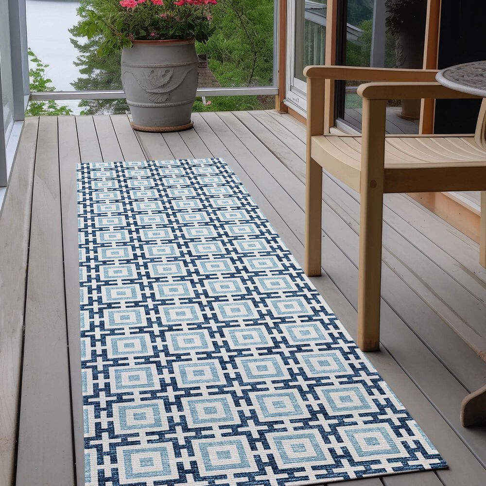 Dalyn Rug Company Marlo 2&#39;3&quot; x 7&#39;6&quot; Navy Indoor/Outdoor Runner, , large