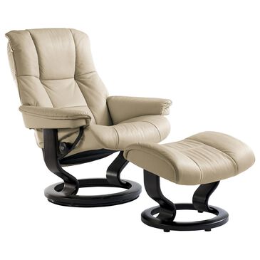 Stressless Large Chair and Ottoman with Black Classic Base in Paloma Sand, , large
