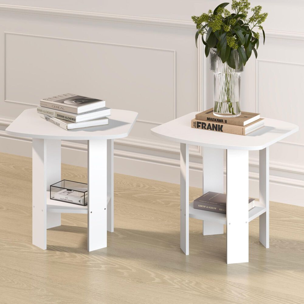 HOMLUX End Table in White (Set of 2), , large
