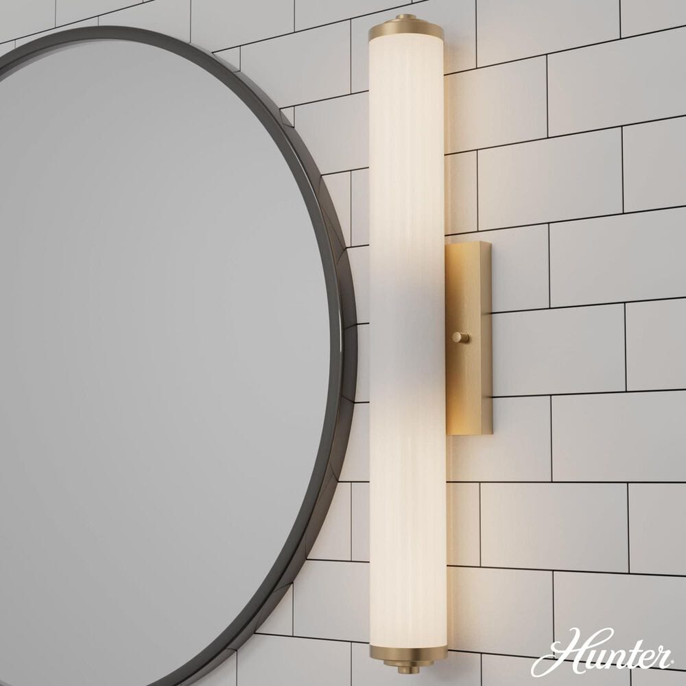 Hunter Holly Grove 24&quot; 2-Light Vanity with Cased White Shade in Alturas Gold, , large