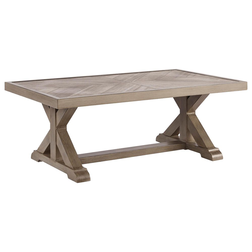 Ashley Beachcroft Patio Rectangular Cocktail Table in Beige, , large