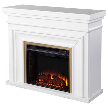 Southern Enterprises Bevonly Electric Fireplace in White and Gold, , large