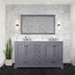Lexora Home Dukes 60" Double Bathroom Vanity in Dark Grey with White Quartz Top and Rectangular Sinks, , large