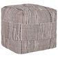 LR Home 18" Square Checkered Pouf in Cream and Black, , large