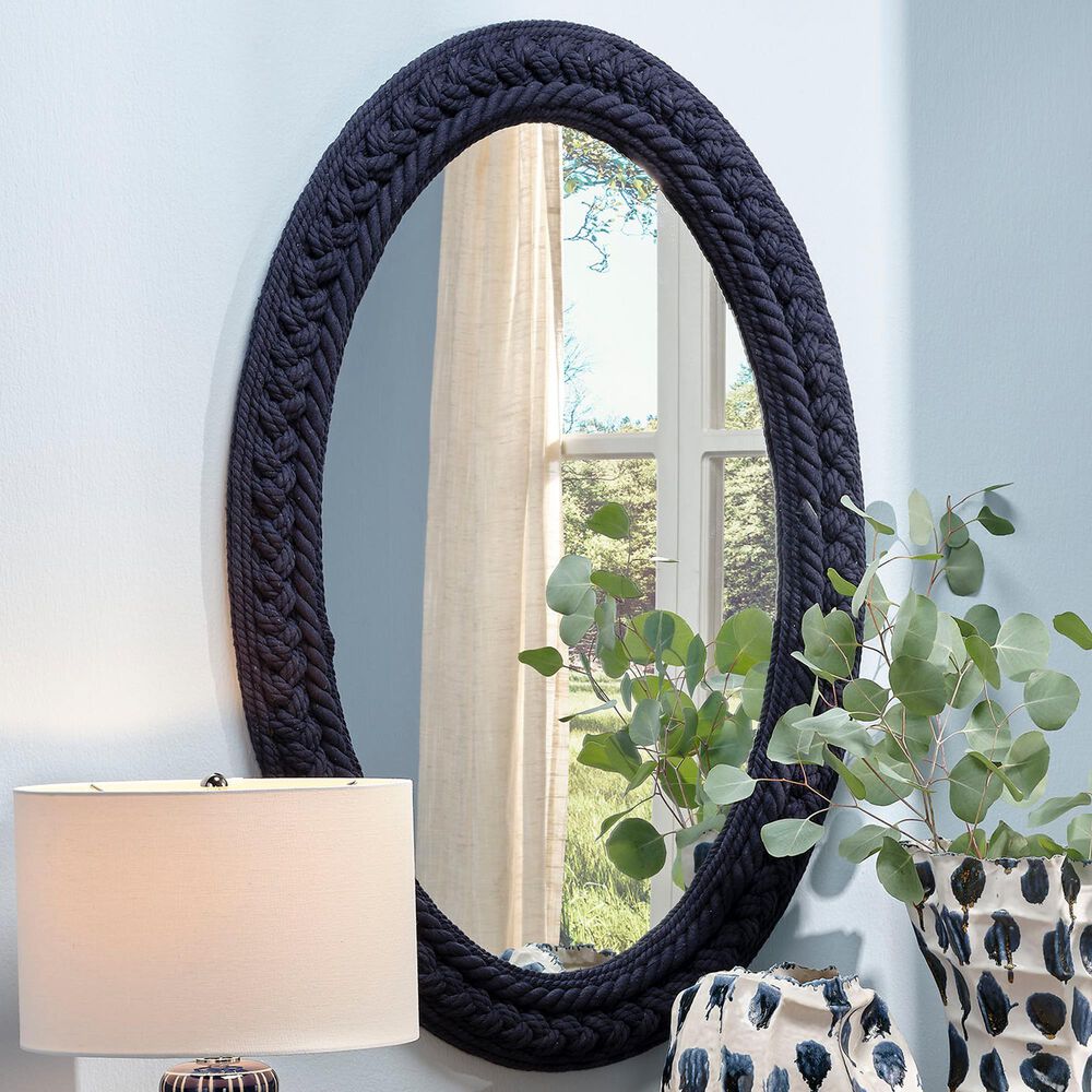 Splendor Living Glenmere Oval Wall Mirror in Indigo Blue, , large