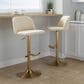 LumiSource Toriano Swivel Adjustable Bar Stool with Cream Faux Leather Upholstery in Gold (Set of 2), , large