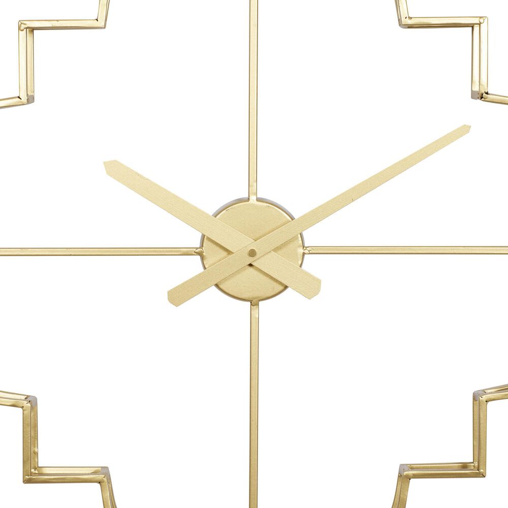 Maple and Jade Open Frame Quatrefoil Decorative Wall Clock in Satin Gold, , large