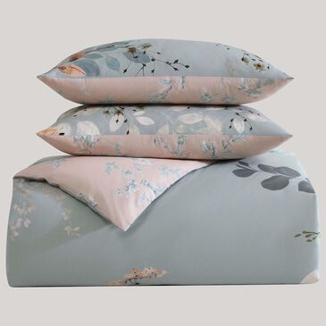 Bebejan Peach Leaves on Sage 5-Piece King Comforter Set in Sage Green, Bronze Peache and Beige, , large