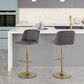 LumiSource Toriano Swivel Adjustable Bar Stool with Grey Faux Leather Upholstery in Gold (Set of 2), , large