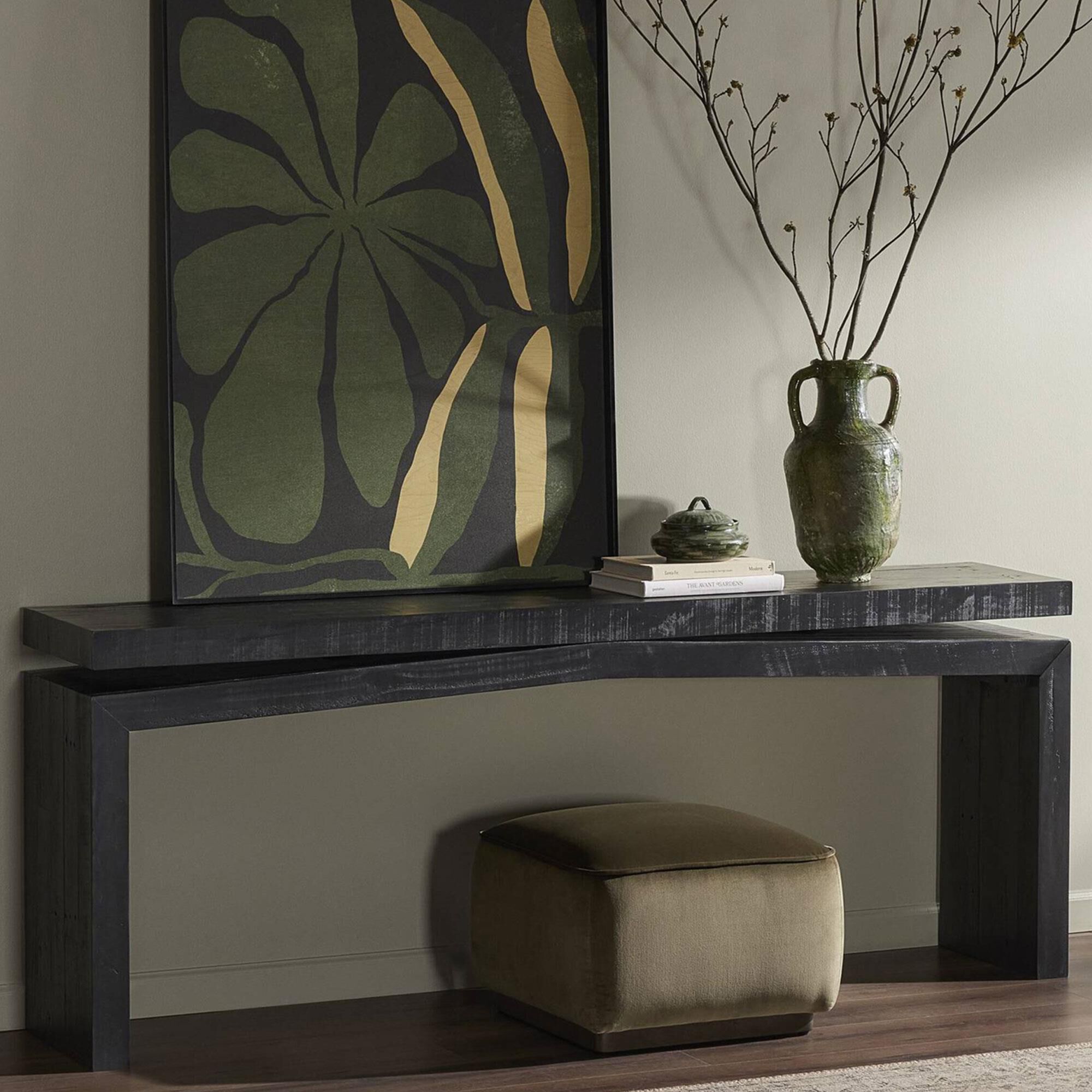 Four Hands Matthes Console Table in Aged Black Pine