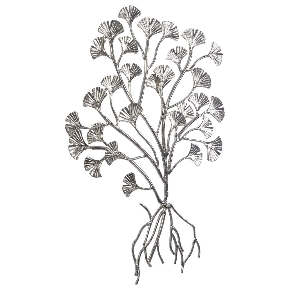 Maple and Jade 39&quot; x 27&quot; Glam Flowers Wall Decor in Silver, , large
