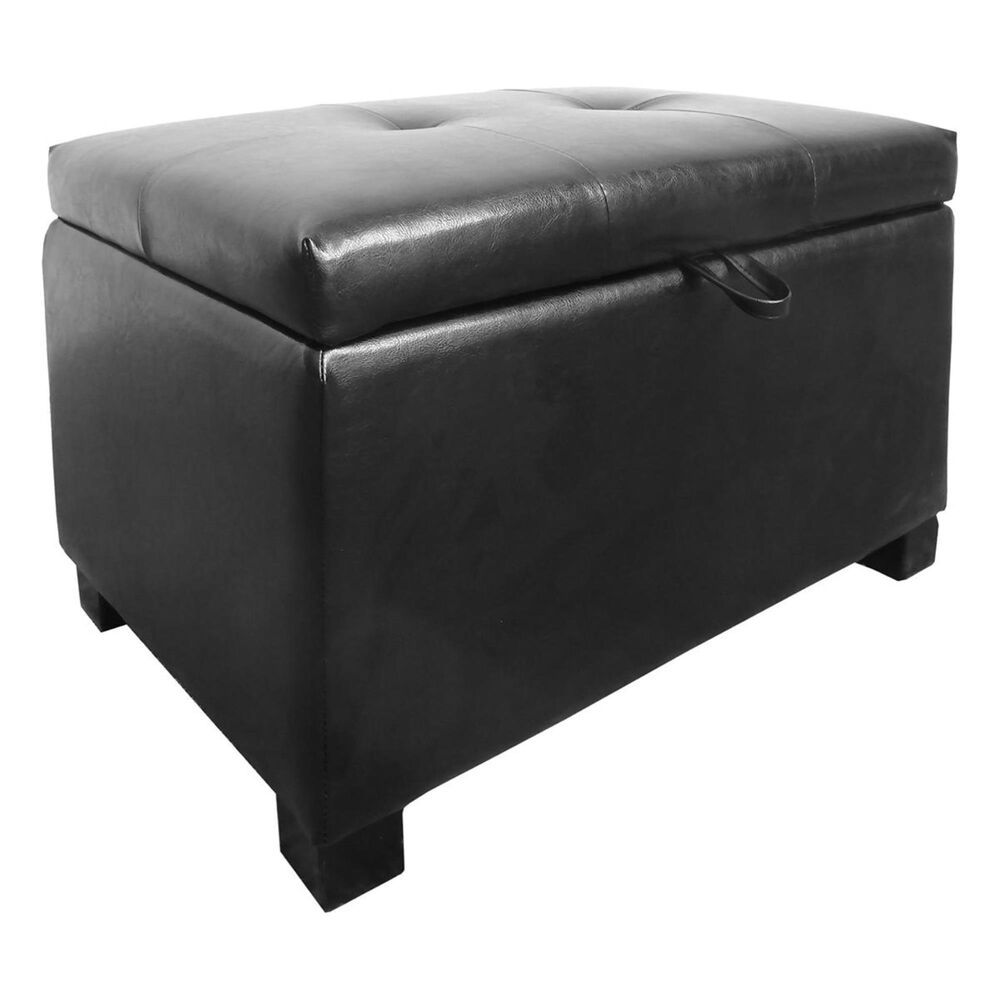 CorLiving Antonio Storage Ottoman in Black, , large