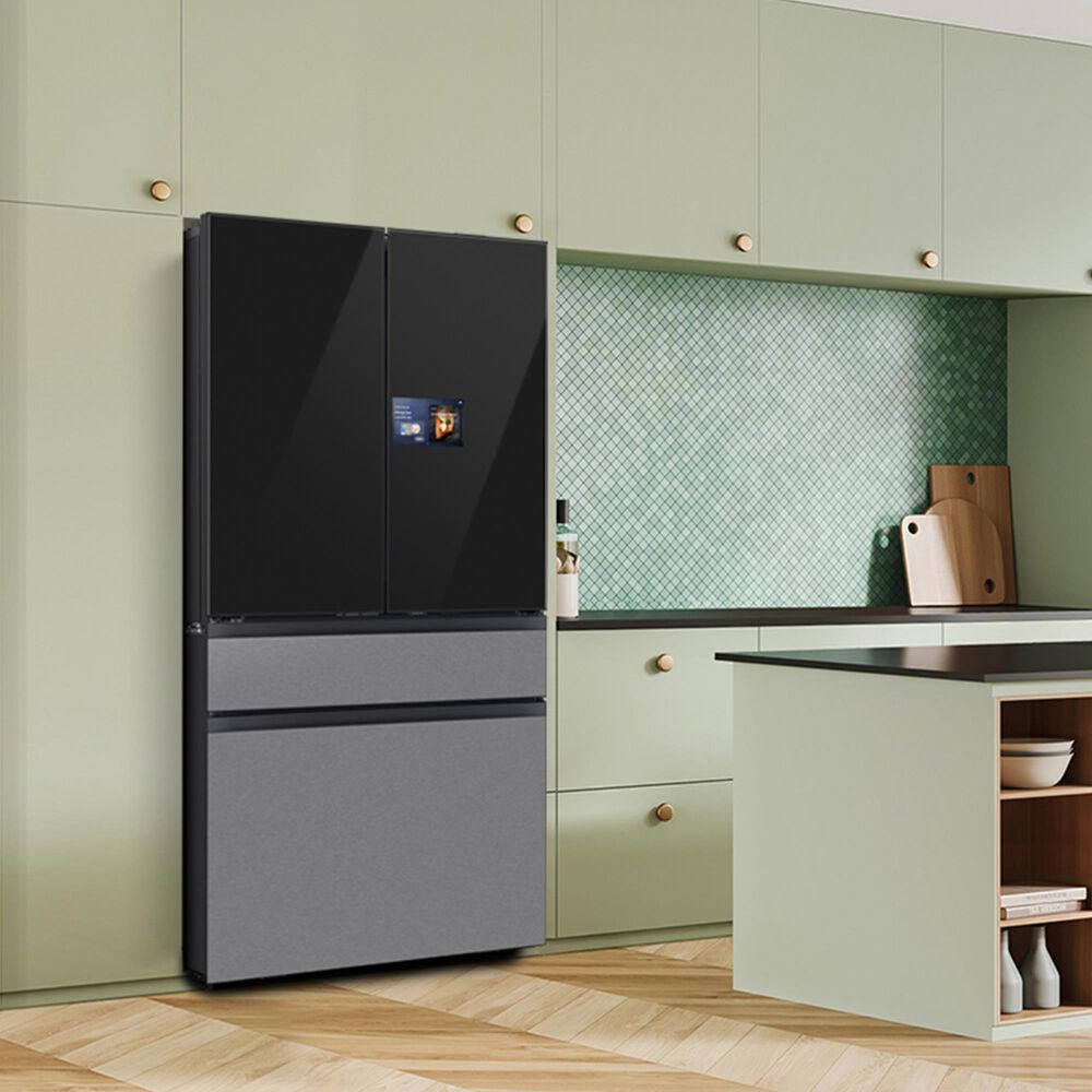 Samsung 28.6 Cu. Ft. Bespoke 4-Door French Door Refrigerator with AI Home &amp; AI Vision Inside in Charcoal Glass and Stainless Steel, , large