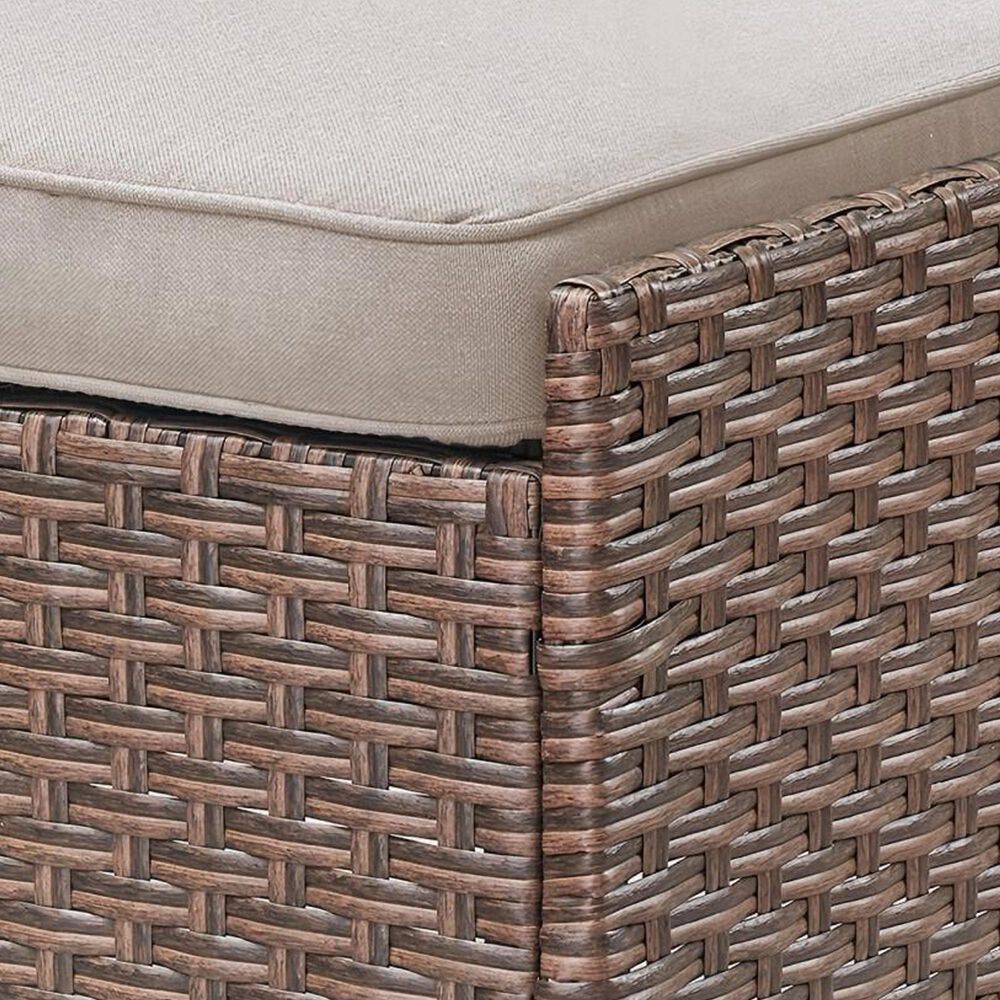 Sunwell Garden 17.3" Ottoman with Beige Cushion in Brown (Set of 2), , large