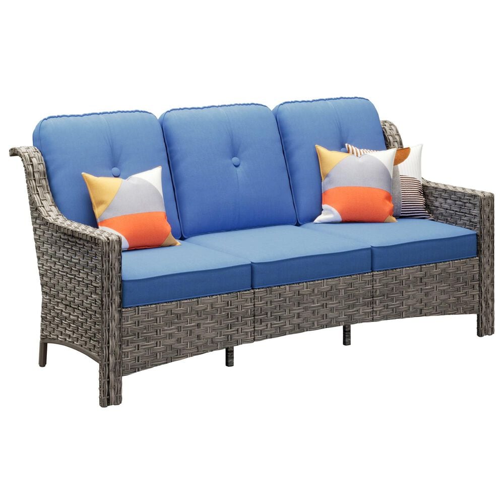 HOMLUX 6-Piece Patio Conversation Set with Coffee Table in Denim Blue, , large
