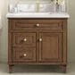 James Martin Vanities Lorelai 36" Single Vanity in Mid-Century Walnut with Single Hole 3 cm and White Zeus Quartz Top & Backsplash, , large