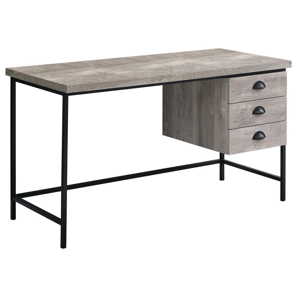 Monarch Specialties 55"L Computer Desk in Taupe with a Reclaimed Wood Finish, , large