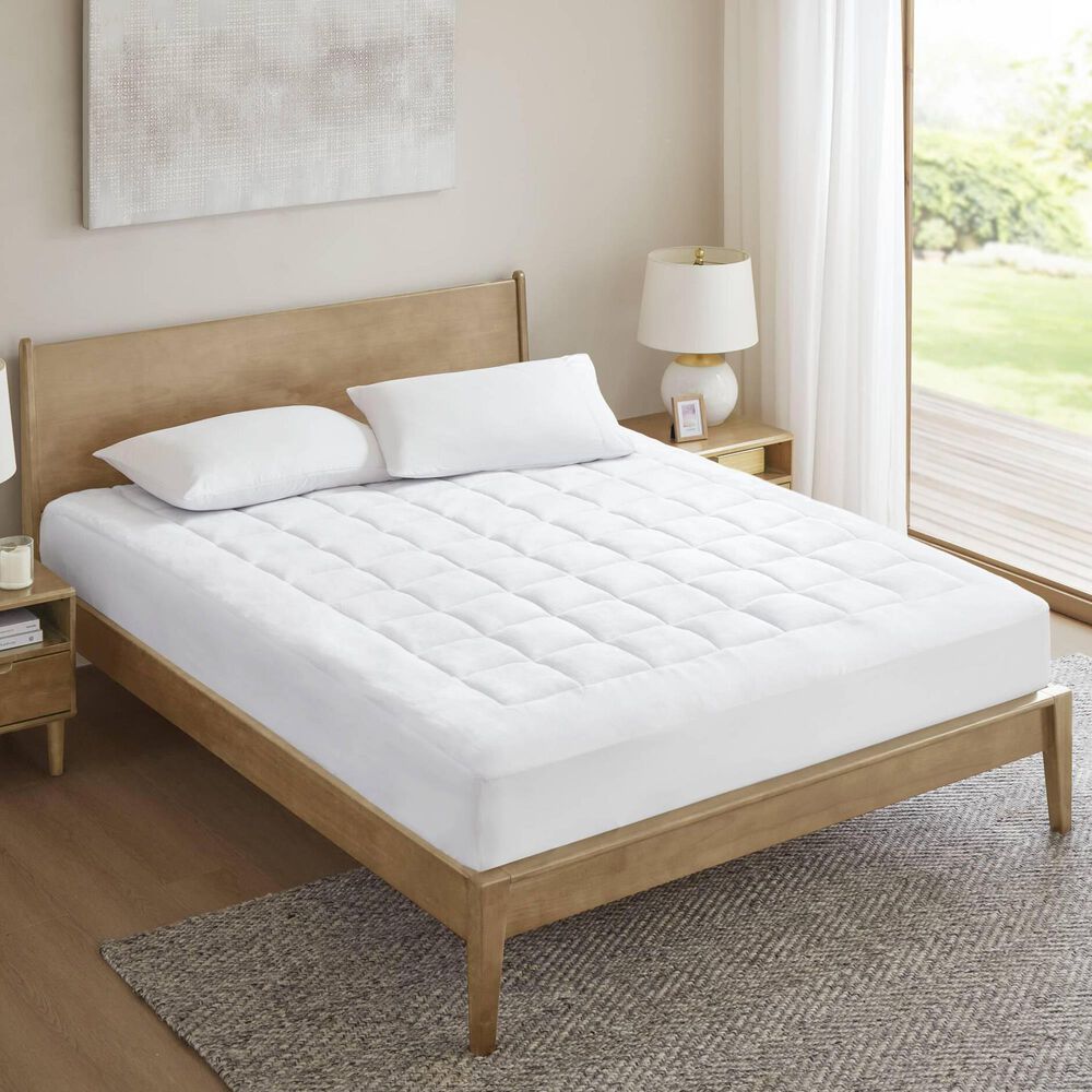 Hampton Park Cloud Soft King Overfilled Plush Hypoallergenic Down Alternative Waterproof Mattress Pad in White, , large