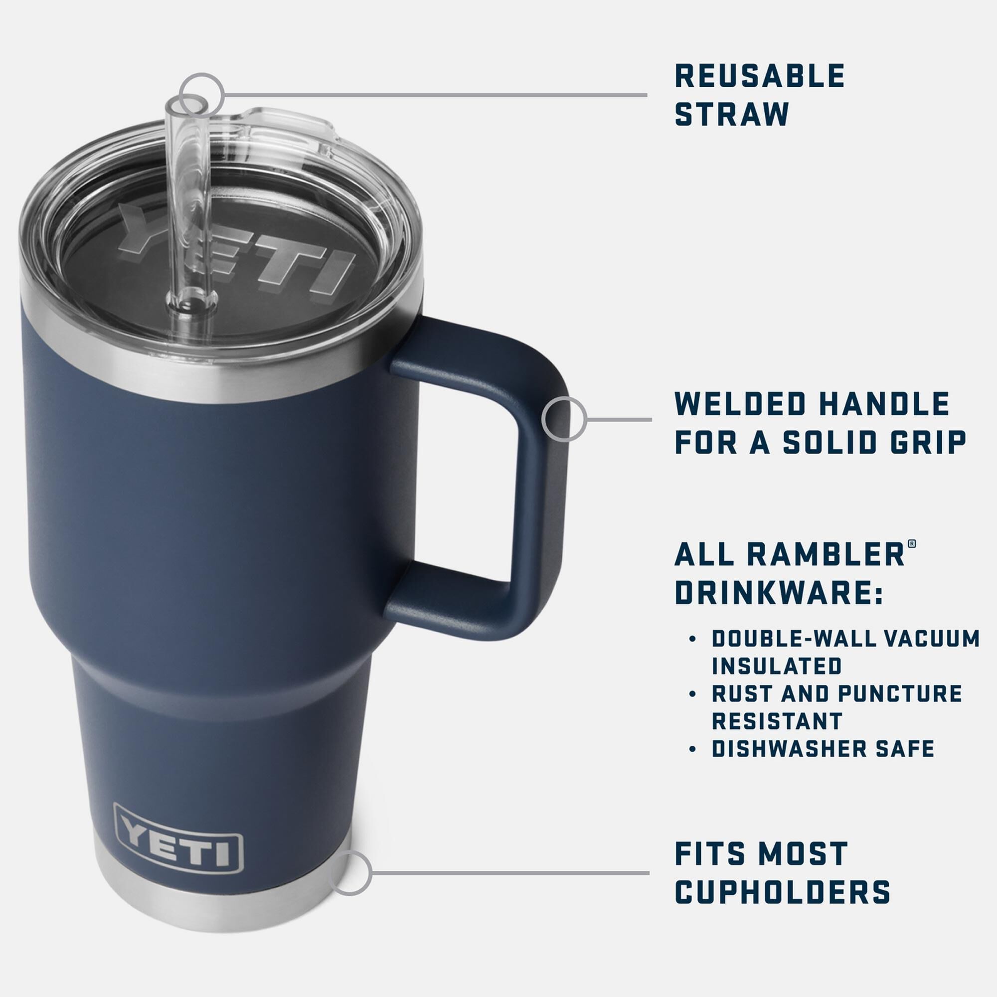 YETI Rambler 35 Oz Straw Mug with Straw Lid in Navy